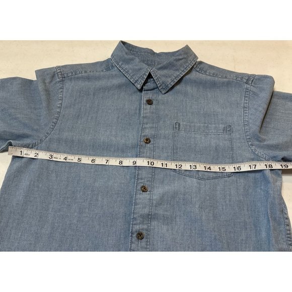 Wonder Nation Brand Light Blue Color Button-Down Shirt Cotton Boy's Size XXL(18) - Picture 8 of 11